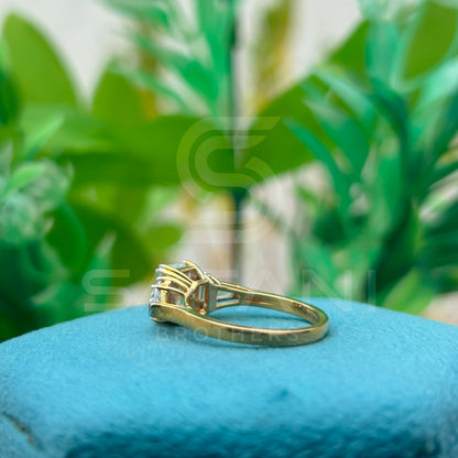 Five Stone Emerald Cut Moissanite Engagement Ring – Baguette & Tapered Baguette Side Stones, 14K Yellow Gold Classic 5 Stone Ring