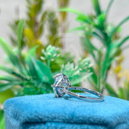 Cushion Cut Diamond Engagement Ring – 10x10mm Solitaire with Pave Band, Elegant Bridal Ring