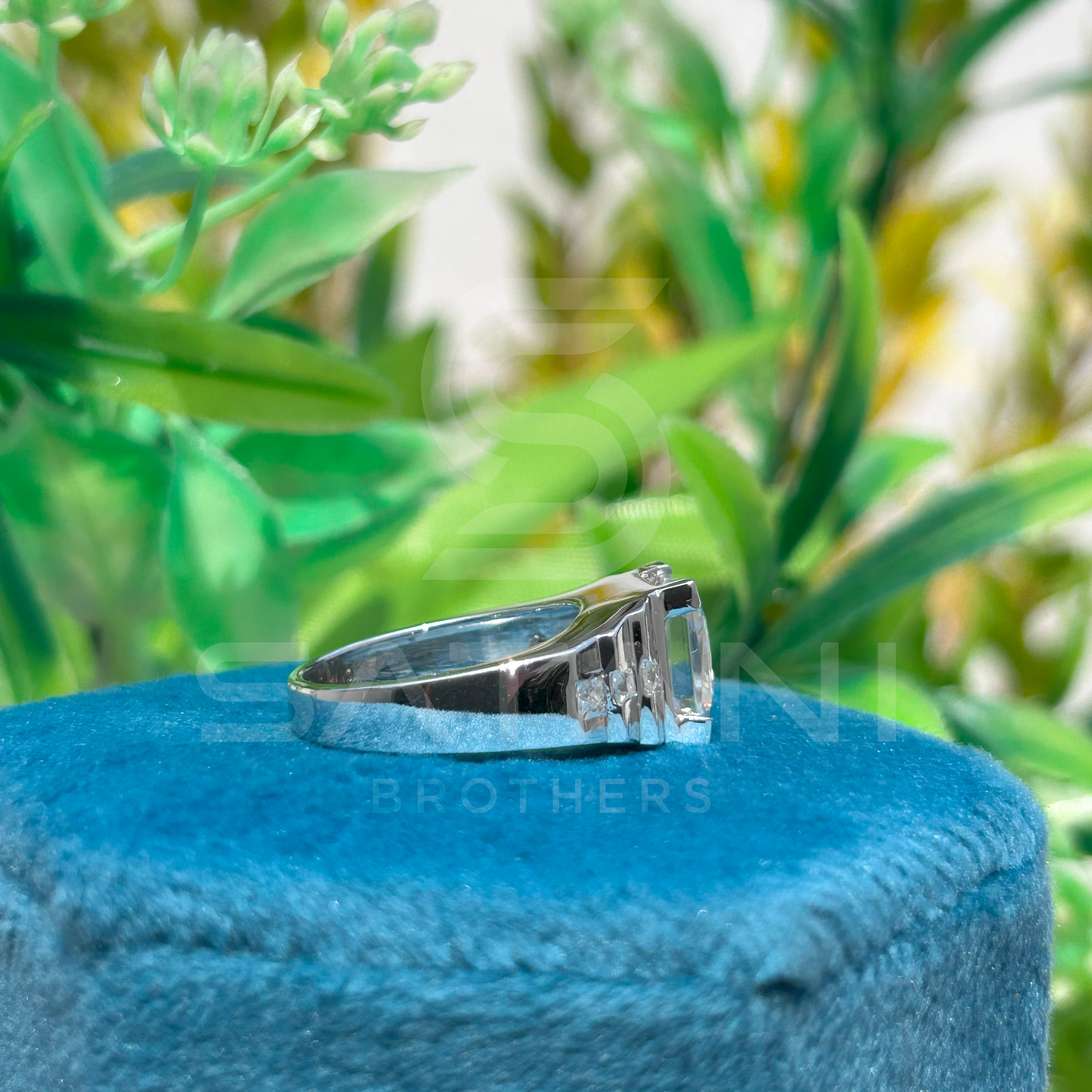Modern Princess Cut Moissanite Ring | Geometric Square Stone Ring for Him | Masculine Jewelry Gift