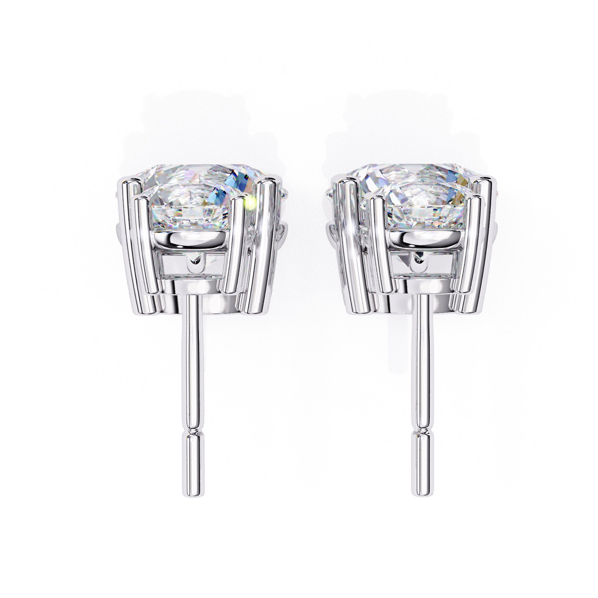 3.7CTW Moissanite Drop Stud Earrings – 7.2mm & 4.8mm Round Stones, Sterling Silver, 2.3g, Brilliant Diamond Alternative