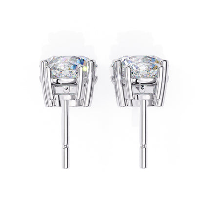 3.7CTW Moissanite Drop Stud Earrings – 7.2mm & 4.8mm Round Stones, Sterling Silver, 2.3g, Brilliant Diamond Alternative
