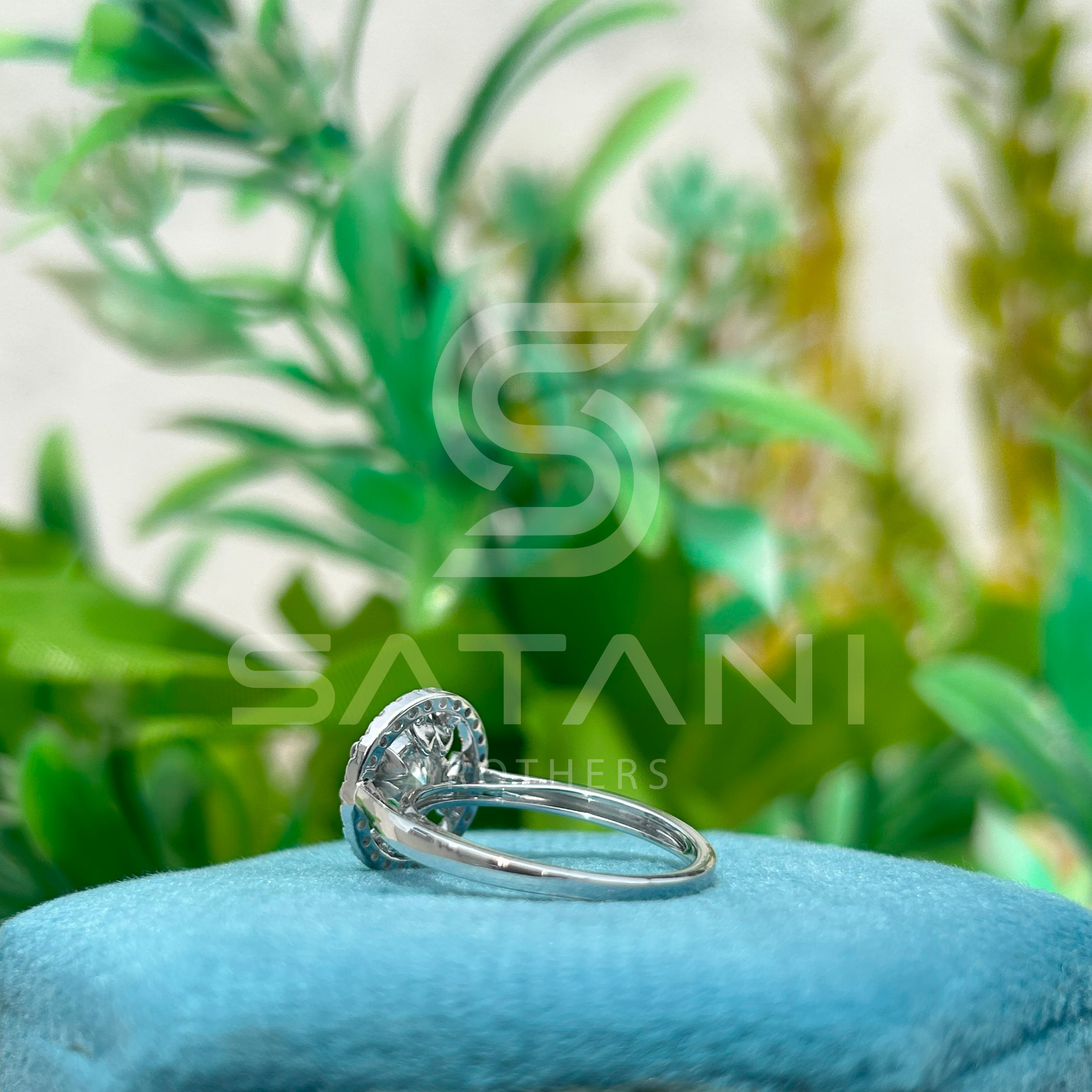 Flower Halo Moissanite Engagement Ring – Round Cut Cluster with Dainty Band – Available in 925 Silver, 10K, 14K, 18K White, Yellow, or Rose Gold