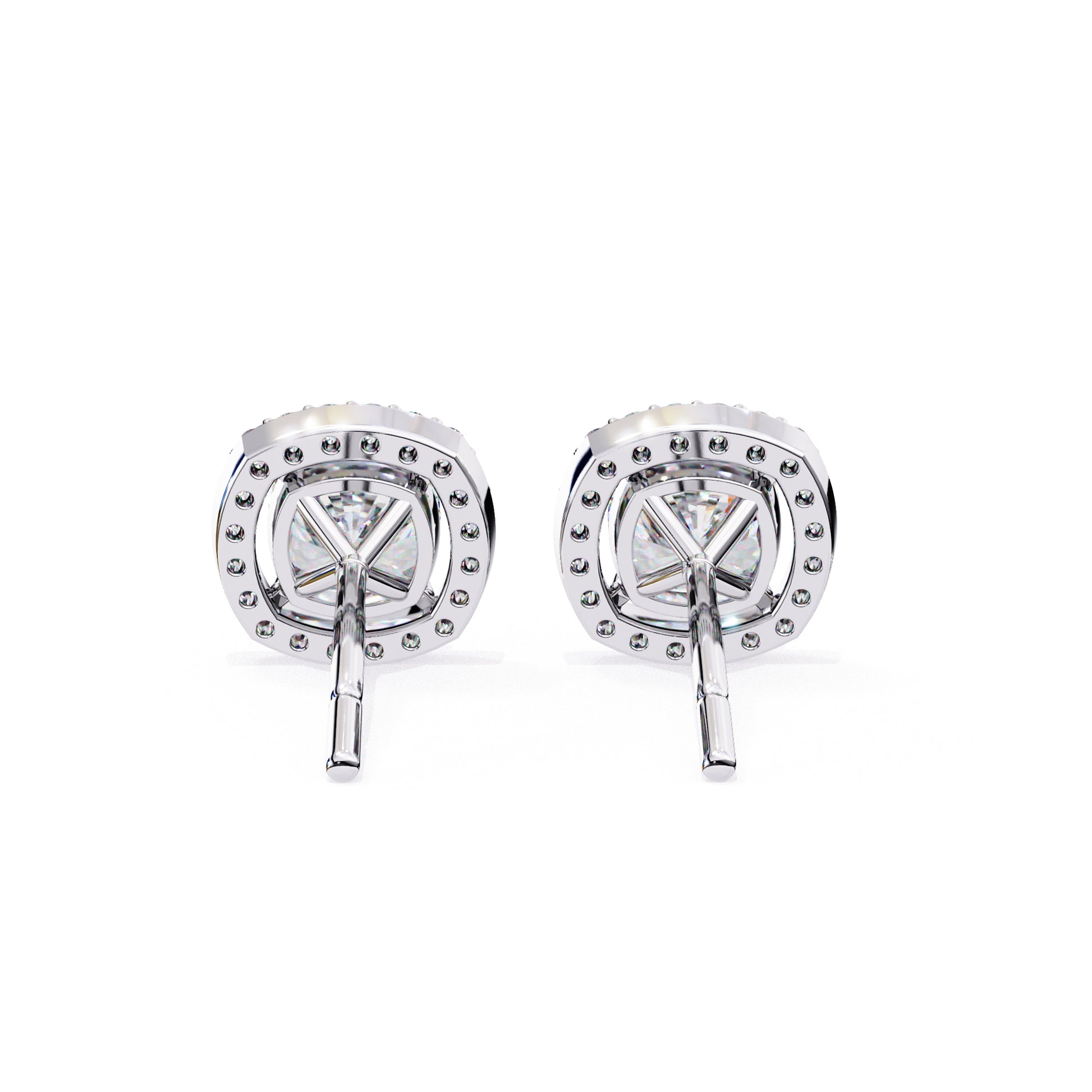 Pair of silver earrings with a moissanite