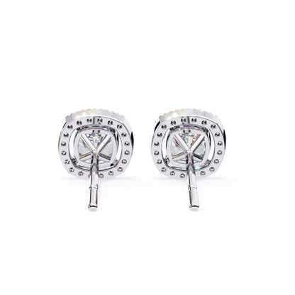 Pair of silver earrings with a moissanite