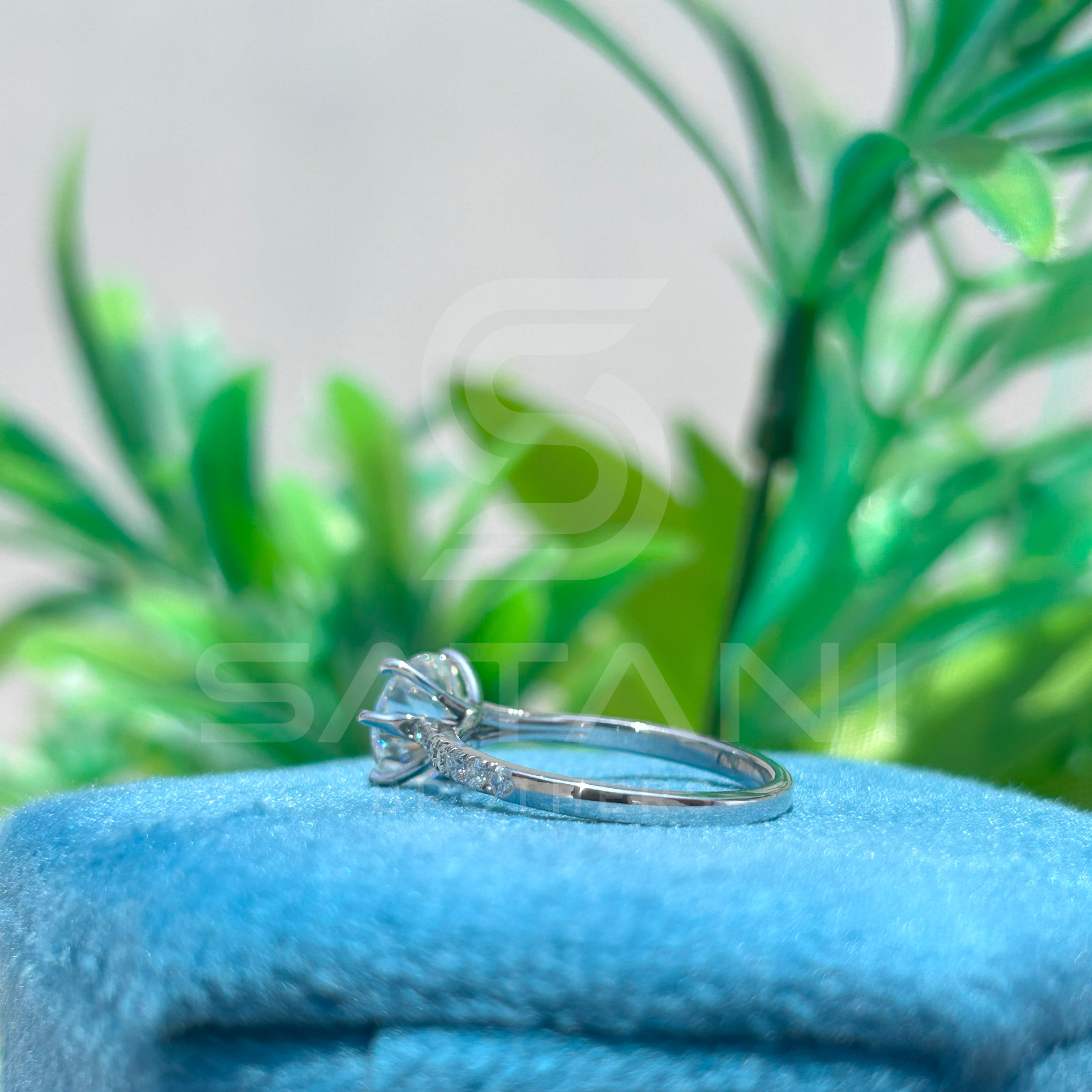 "8mm Round Moissanite Engagement Ring – 1.9 CT Six Prong Pave Band, Classic Moissanite Proposal Ring, D Color VVS Clarity"