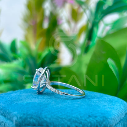 Luxury Oval Moissanite Engagement Ring with Side Stones in Yellow Gold