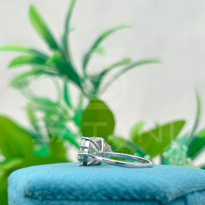 Vintage Emerald Cut Engagement Ring | Art Deco Moissanite Ring with Halo and Side Accents | Glamorous Statement Bridal Jewelry