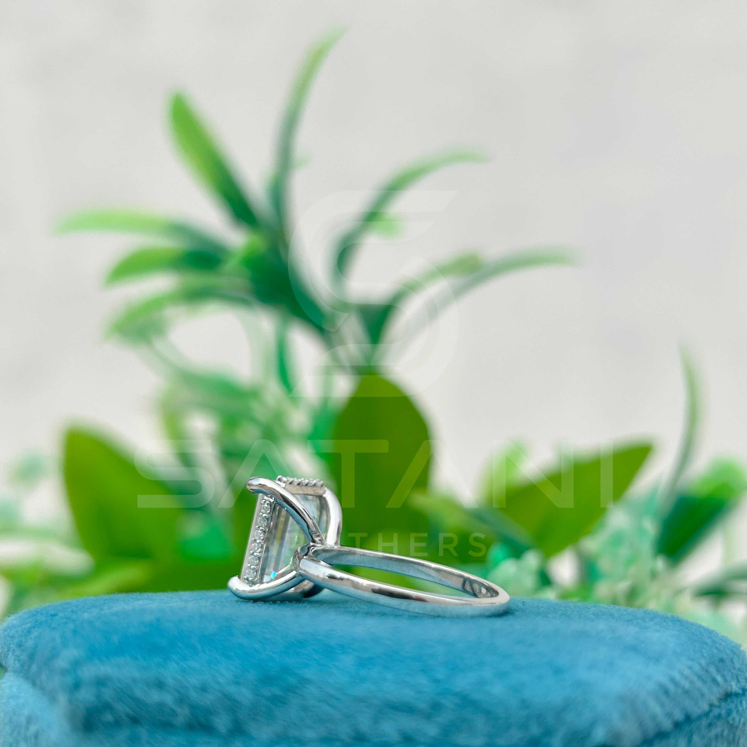 Emerald Cut Moissanite Engagement Ring – Solitaire Moissanite Jewellery, Classic White Gold Ring, Timeless Bridal & Anniversary Gift by Satani Brothers