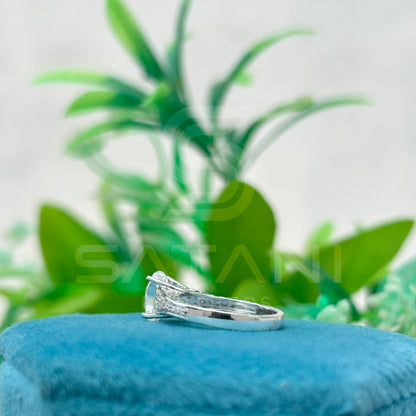 Oval Cut Diamond Engagement Ring, 10K White Gold Solitaire Ring with Side Stones, Classic Bridal Jewelry