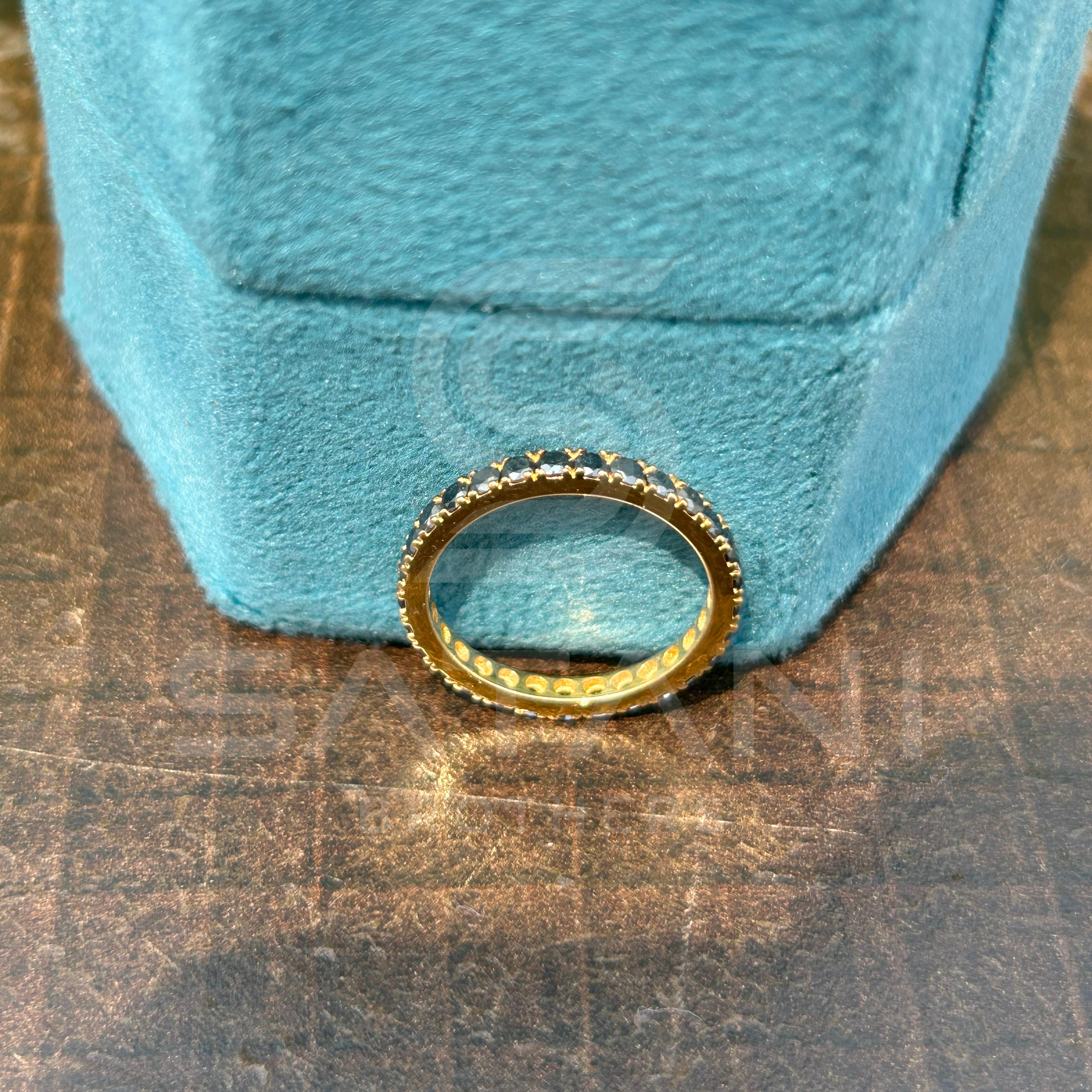 Elegant Black Moissanite Eternity Band in Gold | Timeless Stackable Ring