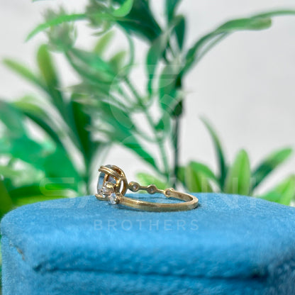 Oval Moissanite Engagement Ring | Dainty Gold Ring with Side Stones | Minimalist Solitaire Bridal Ring | Vintage Inspired Promise Ring