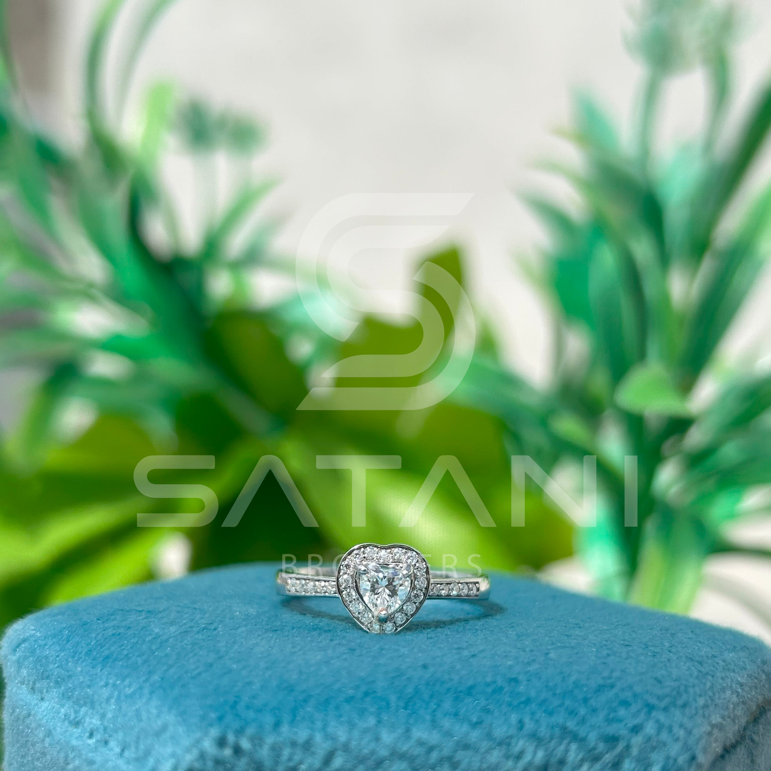 Heart Shaped Diamond Halo Ring, 14K White Gold Engagement Ring, Romantic Promise Ring, Dainty Heart Cut Bridal Jewelry