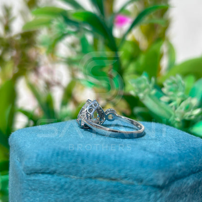 Heart Cut Diamond Halo Engagement Ring in 14K White Gold