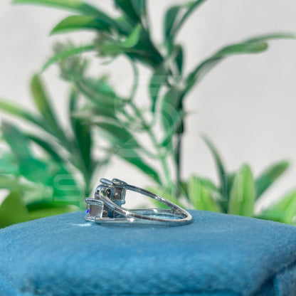 Modern Moissanite Cluster Ring | Princess & Round Cut Moissanite Ring | Unique 4-Stone Statement Ring | Minimalist Engagement Ring | 925 Silver