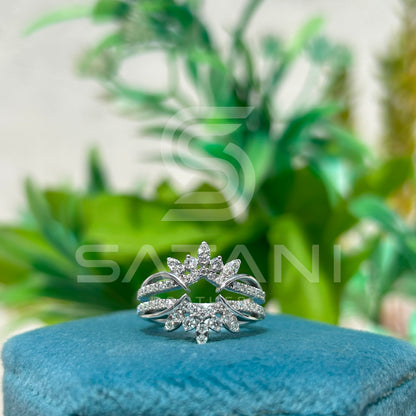 "Floral Inspired Moissanite Cluster Ring in Solid Gold – Unique Engagement & Cocktail Jewelry"