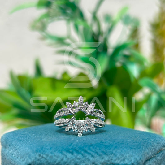 "Floral Inspired Moissanite Cluster Ring in Solid Gold – Unique Engagement & Cocktail Jewelry"