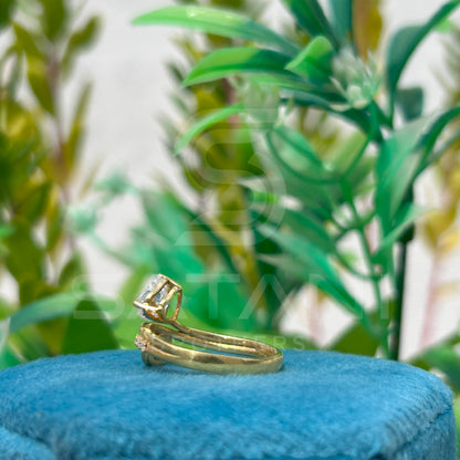 "Heart Cut Moissanite Toi et Moi Engagement Ring in Yellow Gold" 💛💍