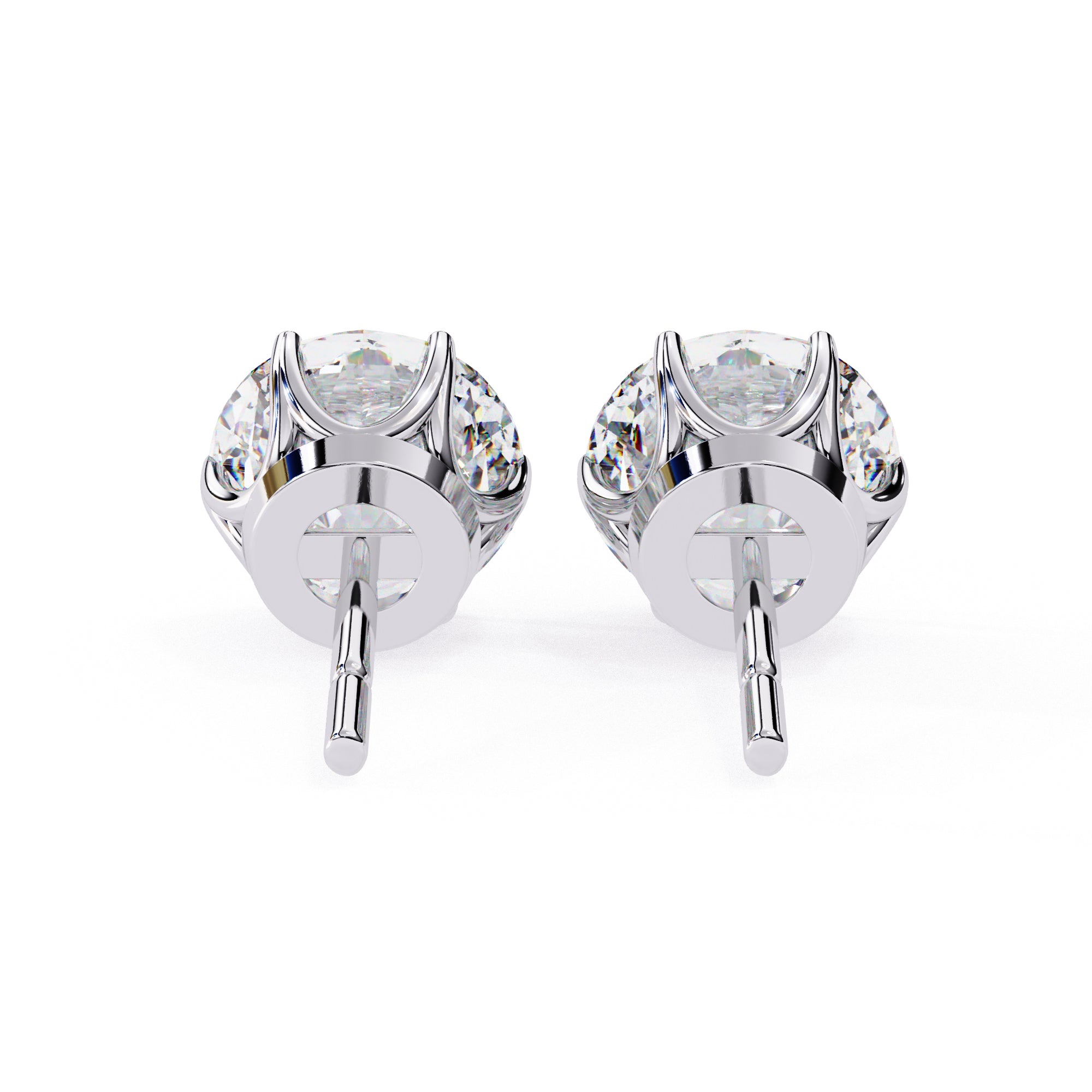 7mm Round Moissanite Stud Earrings in 925 Sterling Silver – 2.5 Carat, Lightweight 1.0g