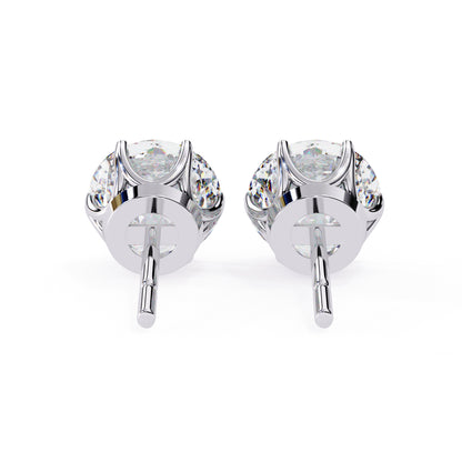 7mm Round Moissanite Stud Earrings in 925 Sterling Silver – 2.5 Carat, Lightweight 1.0g