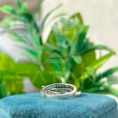 Princess Cut Moissanite Bridal Ring Set – Three Stone Engagement Ring with Matching Eternity Wedding Band, Sterling Silver/White Gold