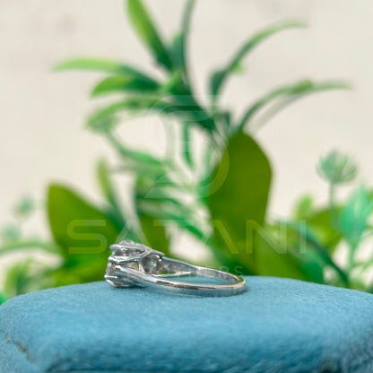 Three Stone Moissanite Engagement Ring | Round Cut Trilogy Ring in White Gold | Sparkling Anniversary or Proposal Ring | Classic Bridal Jewelry