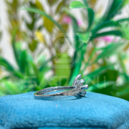 Modern Starburst Moissanite Ring | Two-Tone 925 Silver & Gold Accent Ring | Unique Celestial Engagement Ring | Satani Brothers Jewelry