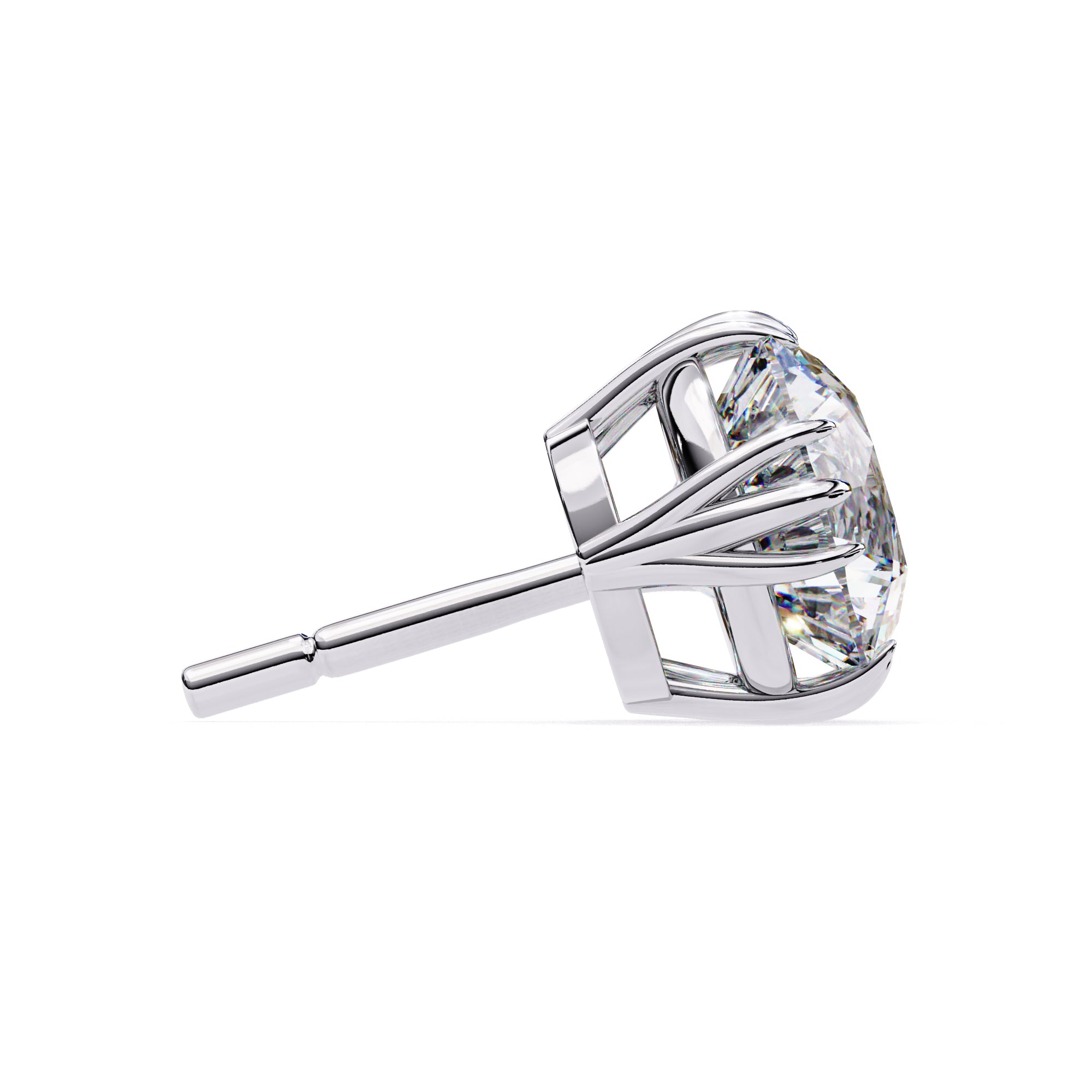 7mm Round Moissanite Stud Earrings, 3-Prong Basket Setting, 2.8 CTW Each / 3.7 CTW Total, 925 Sterling Silver, Hypoallergenic, Luxury Gift for Women