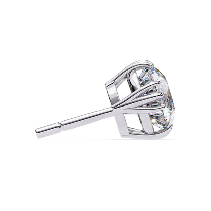 7mm Round Moissanite Stud Earrings, 3-Prong Basket Setting, 2.8 CTW Each / 3.7 CTW Total, 925 Sterling Silver, Hypoallergenic, Luxury Gift for Women