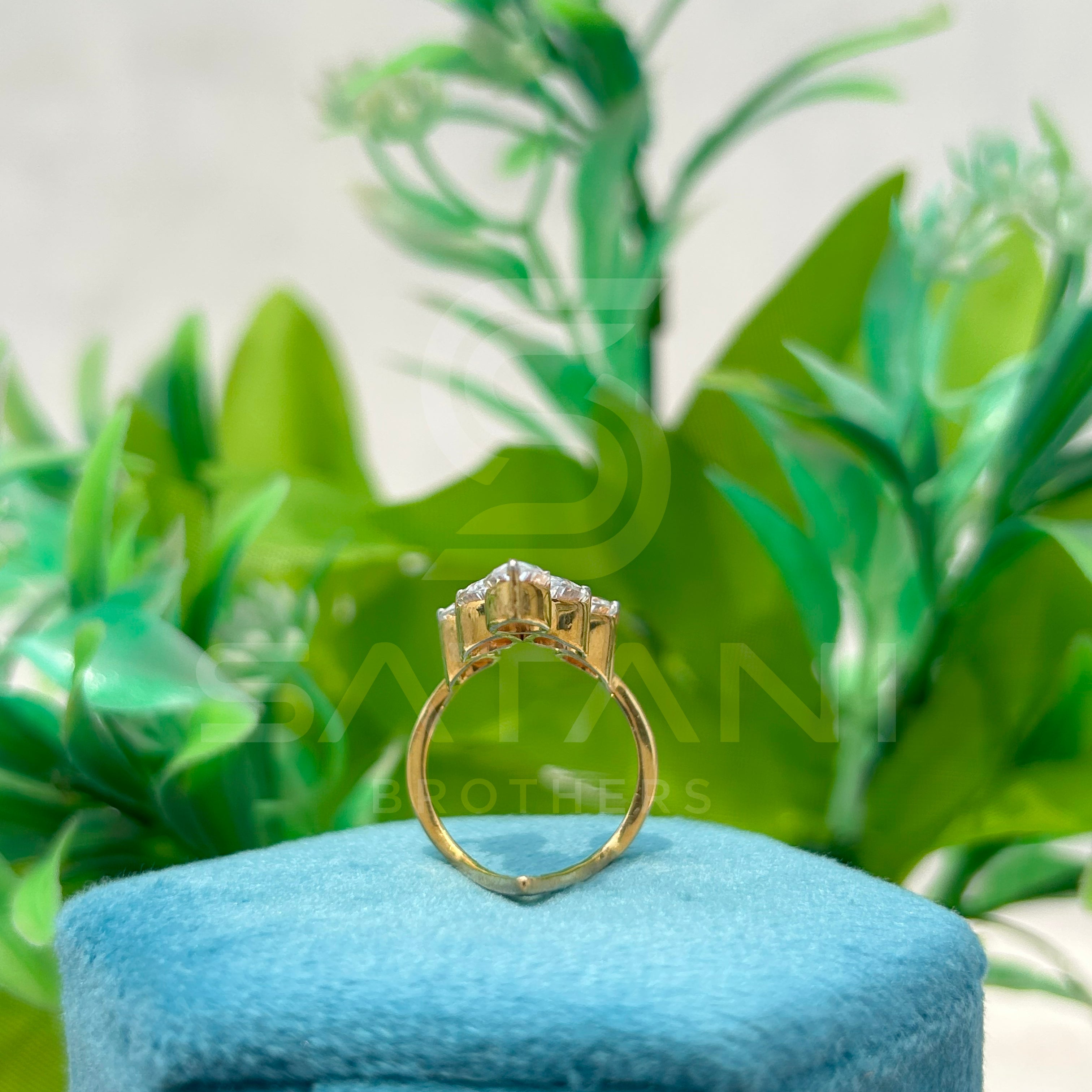 Pear Cut Moissanite Open Statement Ring | Unique Bypass Ring in 14K Gold | Modern Adjustable Cocktail Ring | Bold Bridal Jewelry