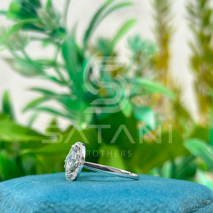 Flower Halo Moissanite Engagement Ring – Round Cut Cluster with Dainty Band – Available in 925 Silver, 10K, 14K, 18K White, Yellow, or Rose Gold