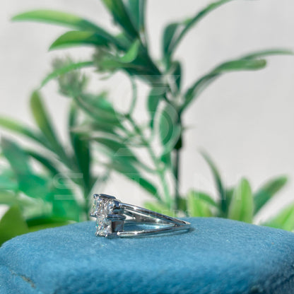 Modern Moissanite Cluster Ring | Princess & Round Cut Moissanite Ring | Unique 4-Stone Statement Ring | Minimalist Engagement Ring | 925 Silver