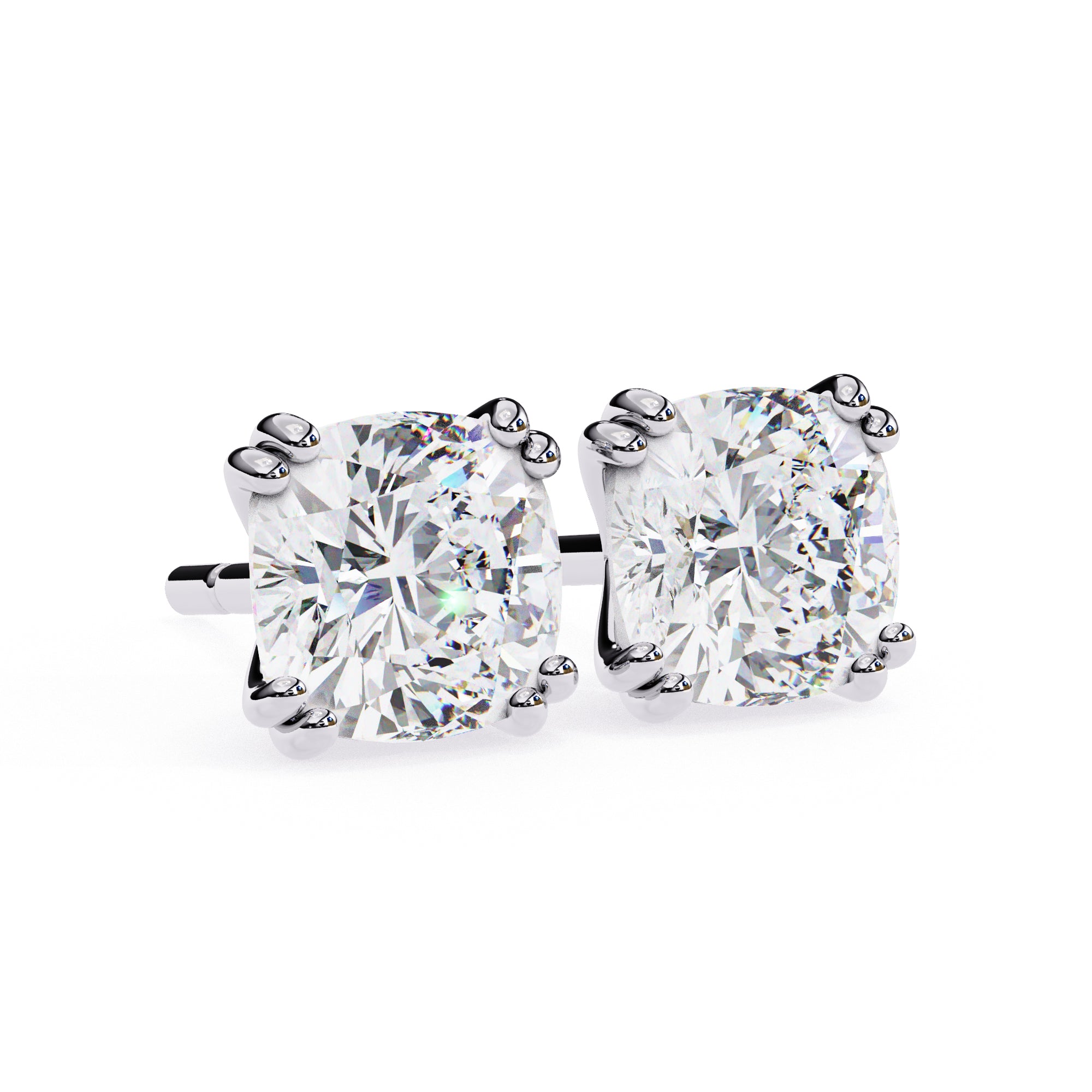 Cushion Cut 6×6mm Moissanite Diamond Stud Earrings, 2.2 CTW, 925 Sterling Silver, Luxury Women’s Jewelry