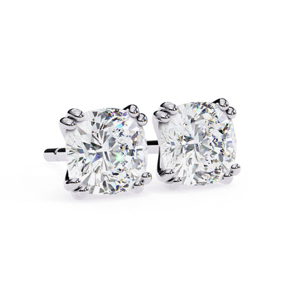Cushion Cut 6×6mm Moissanite Diamond Stud Earrings, 2.2 CTW, 925 Sterling Silver, Luxury Women’s Jewelry