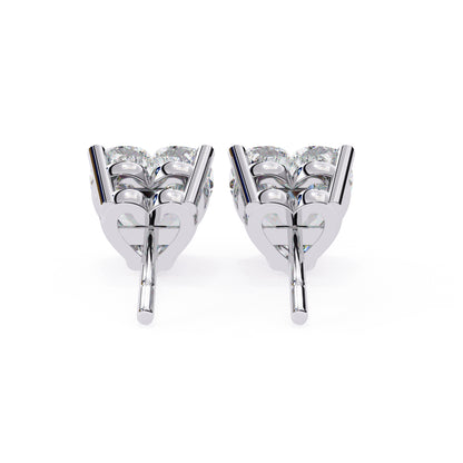 Heart-shaped moissanite earrings in 925 sterling silver, elegant design ideal for women's gifts.