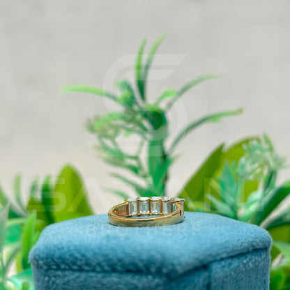 5 Stone Emerald Cut Moissanite Ring | 6x4MM Moissanite Band in 14K Gold | Anniversary or Wedding Ring for Women | Elegant Gold Stackable Ring