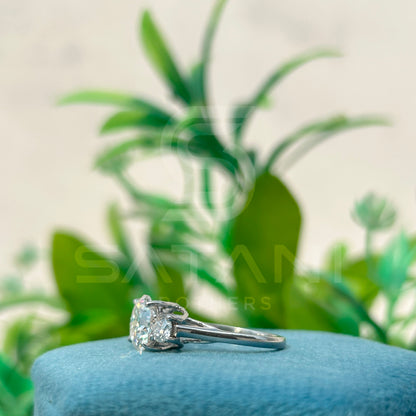 Three Stone Moissanite Engagement Ring | Round Cut Trilogy Ring in White Gold | Sparkling Anniversary or Proposal Ring | Classic Bridal Jewelry