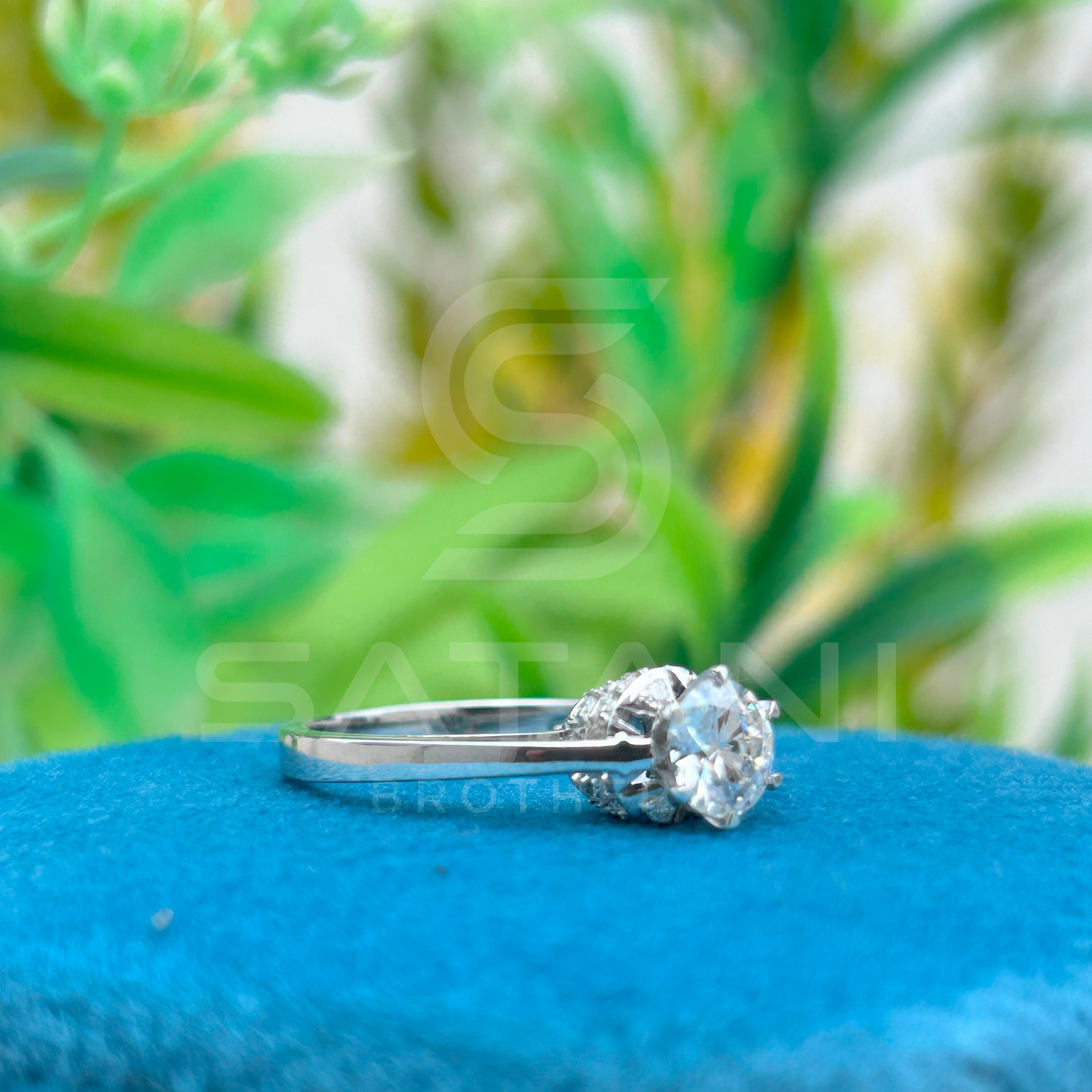 Moissanite Engagement Ring | Solitaire Round Cut | Hidden Halo | Dainty Split Shank | Silver Promise Ring | Bridal Ring for Her