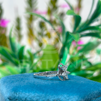 "Floral Design Moissanite Ring in Sterling Silver" 🌸