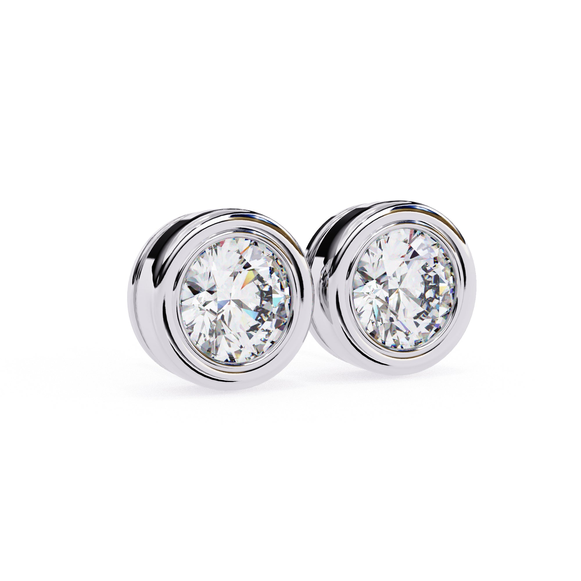 Round Cut Moissanite Stud Earrings 2.5 CT Each, 925 Sterling Silver Bezel Set, 7×7 mm – Luxury Unisex Studs, 5.9 g