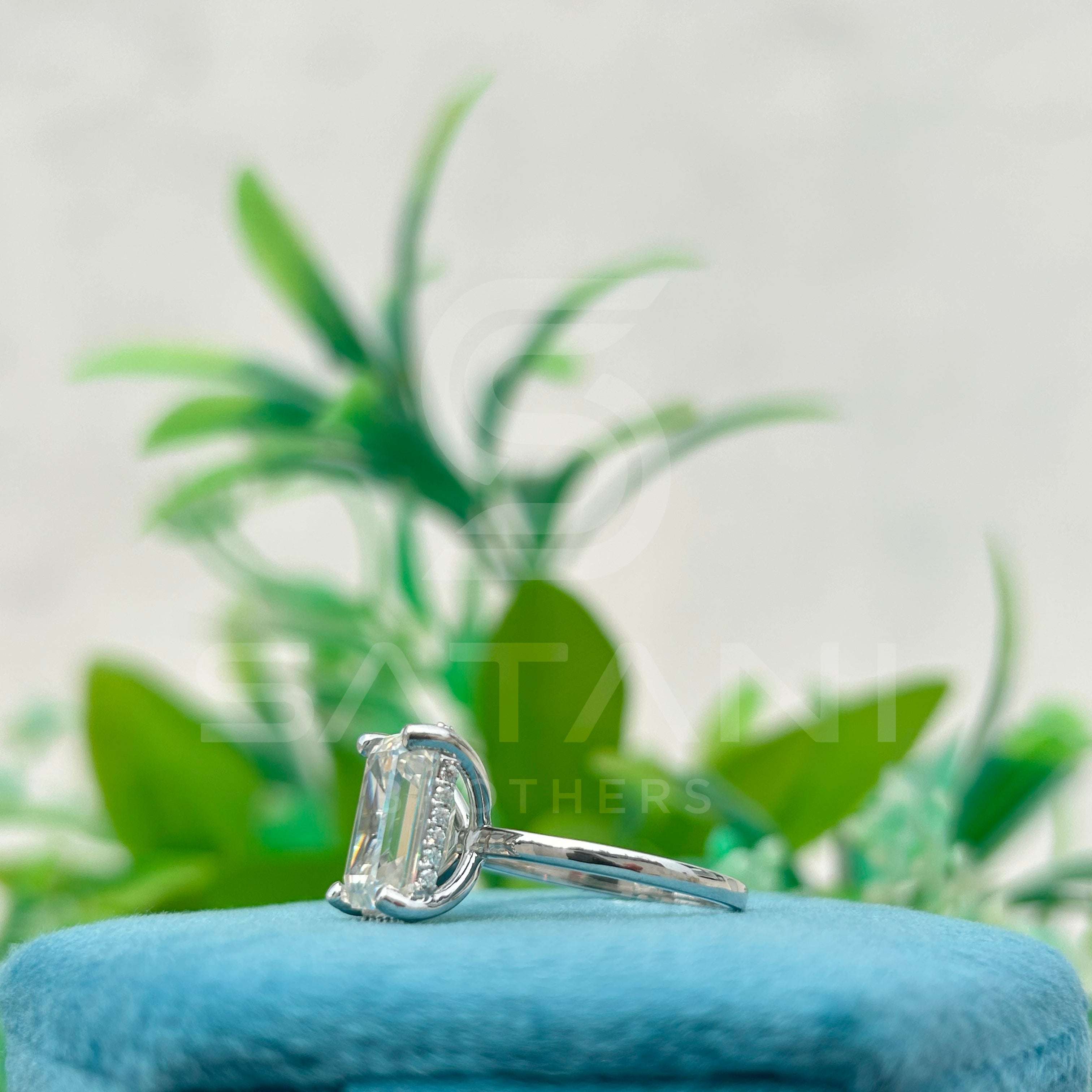 Emerald Cut Moissanite Ring – Elegant Solitaire Moissanite Jewellery in White Gold, Perfect Engagement, Wedding & Anniversary Gift by Satani Brothers