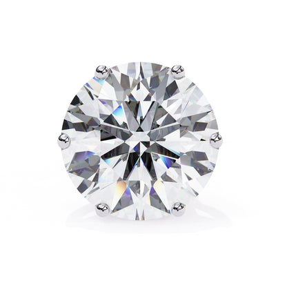 7mm Round Moissanite Stud Earrings in 925 Sterling Silver – 2.5 Carat, Lightweight 1.0g
