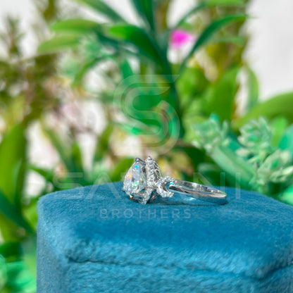Heart Cut Diamond Halo Engagement Ring in 14K White Gold