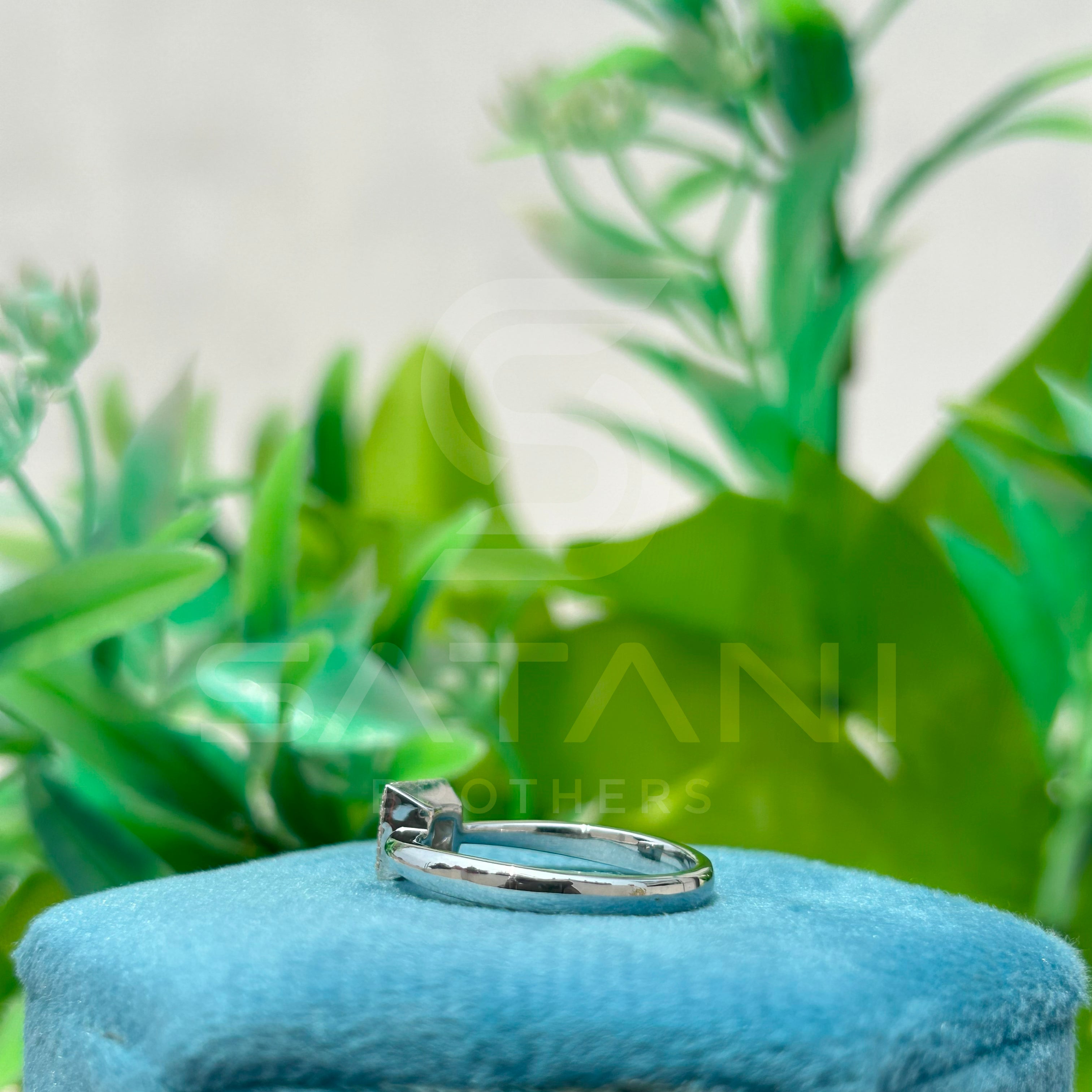 Princess Cut Diamond Halo Ring, 10K White Gold Engagement Ring, Square Solitaire Bridal Jewelry