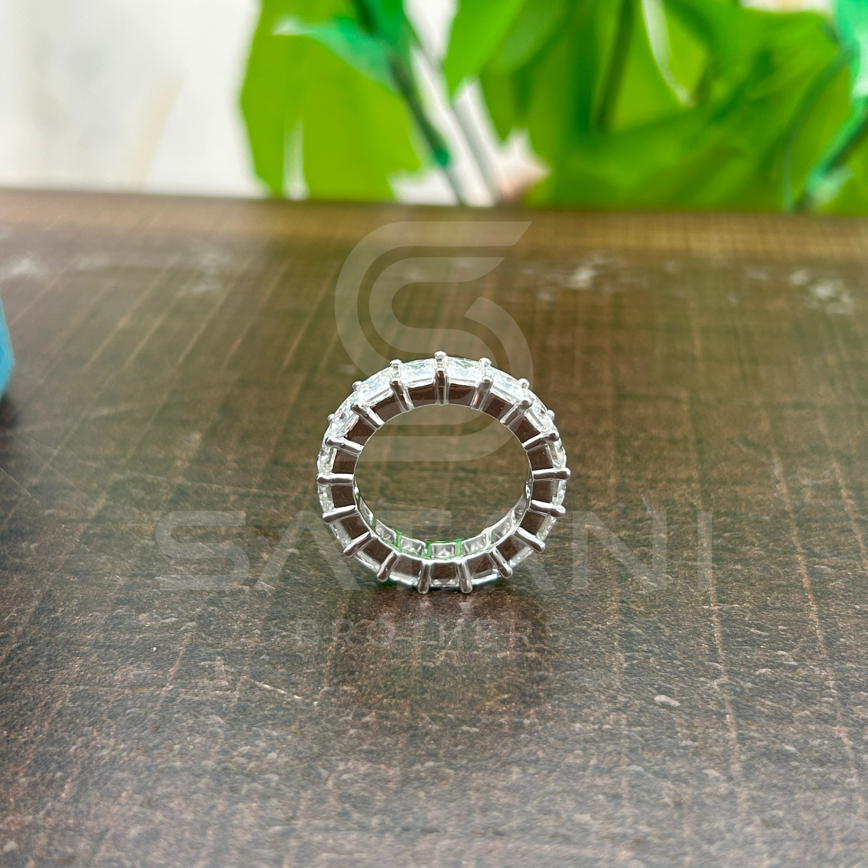 Radiant Cut Moissanite Eternity Band | Full Eternity Ring in White Gold | Bold Statement Wedding Band | Sparkling Anniversary Ring