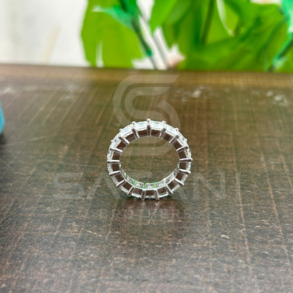 Radiant Cut Moissanite Eternity Band | Full Eternity Ring in White Gold | Bold Statement Wedding Band | Sparkling Anniversary Ring