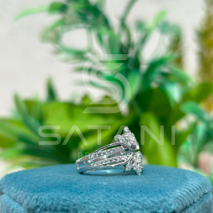 "Floral Inspired Moissanite Cluster Ring in Solid Gold – Unique Engagement & Cocktail Jewelry"