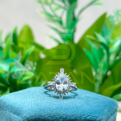 Radiant Sunburst Moissanite Engagement Ring | Starburst Halo Ring with Round Center Stone | Art Deco Inspired Statement Ring | Bridal Jewelry