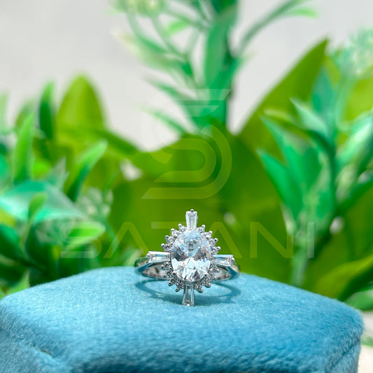 Radiant Sunburst Moissanite Engagement Ring | Starburst Halo Ring with Round Center Stone | Art Deco Inspired Statement Ring | Bridal Jewelry