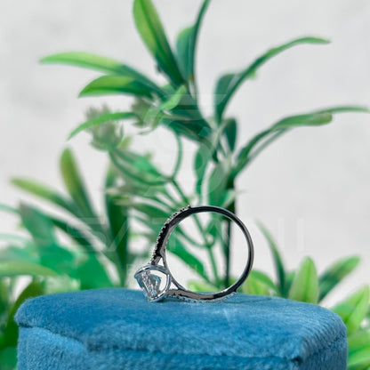 Emerald Cut Moissanite Engagement Ring | Split Shank Pave Band Ring | Three-Stone Bridal Ring | Sterling Silver Proposal Ring