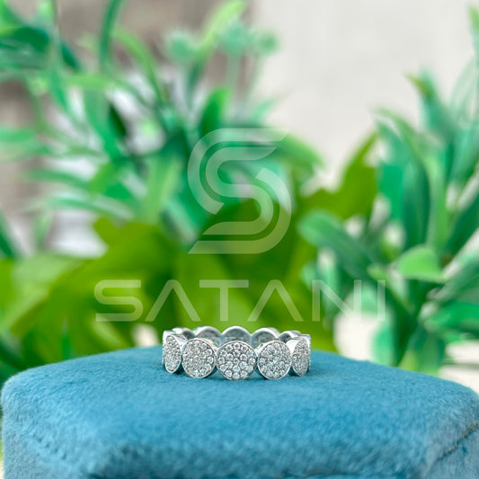 Diamond Eternity Band, Circle Pave Ring, Sterling Silver Anniversary Ring, Stackable Wedding Band for Women